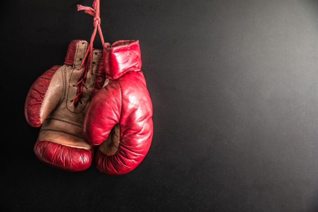 boxing gloves isolated dark background