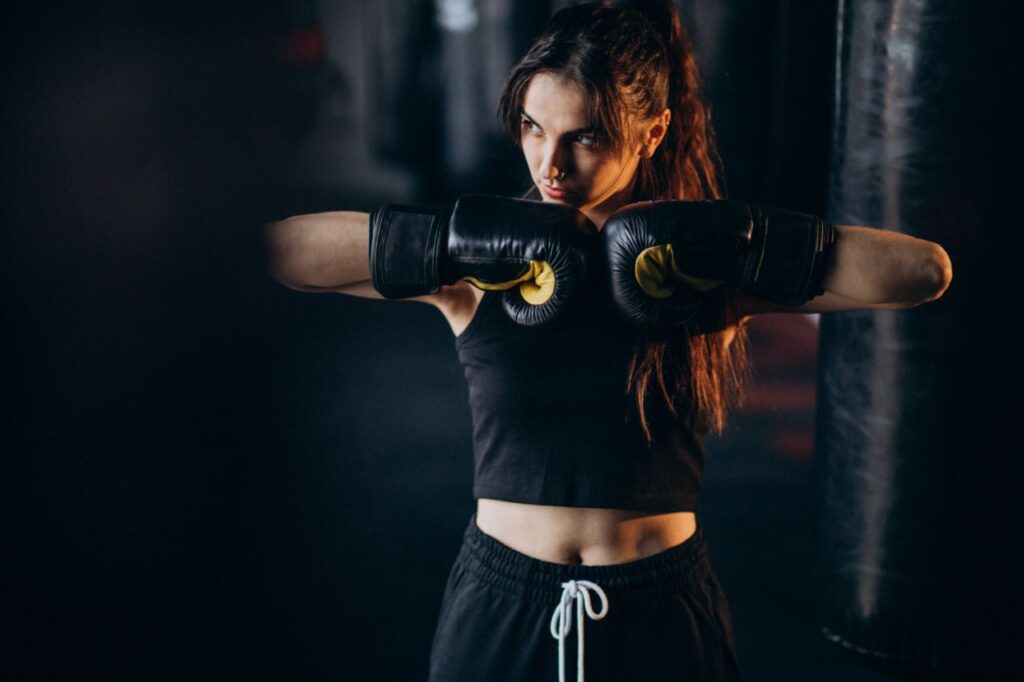 young woman boxer training gym (1)